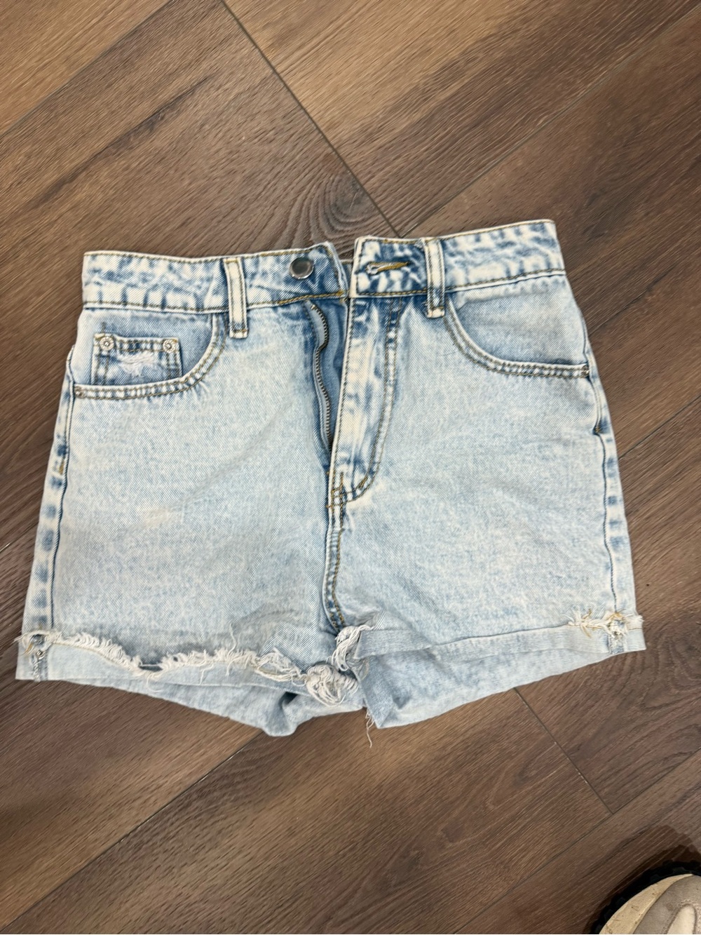 SHEIN Light Blue High-Rise Distressed Denim Shorts